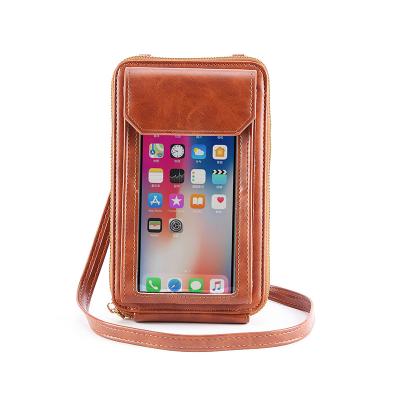 China 2021 New Fashion Cute Small Messenger Bag Touch Screen Mobile Phone Sling Bag for sale