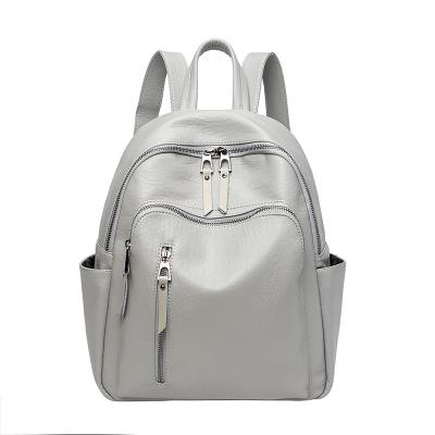 China Other simple solid color ladies backpack bag large capacity zipper school bag factory women backpack for sale