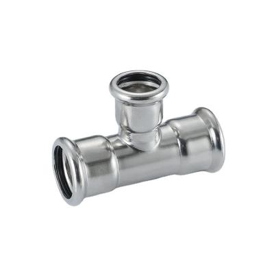 China SS304 316L Industrial Tee Stainless Steel Press Fittings For Water Pipes And Gas Pipe for sale