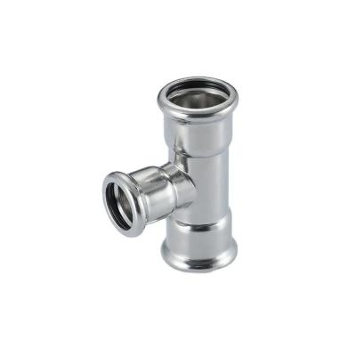 China Roestvrij staal 304 316L Watervoorzieningsbuis Press Fittings EN10312 Reducing Tee Te koop