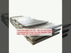 Hot/Cold Rolled 201 202  304 316 430 Grade Customized 2b Finish Hot Sell Stainless Steel Plate Sheet for Food Industry