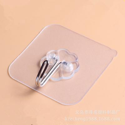 China Household Sustainable Storage Transparent Traceless Hook , Strong Paste Wall Hanging Transparent Stainless Steel Hook for sale