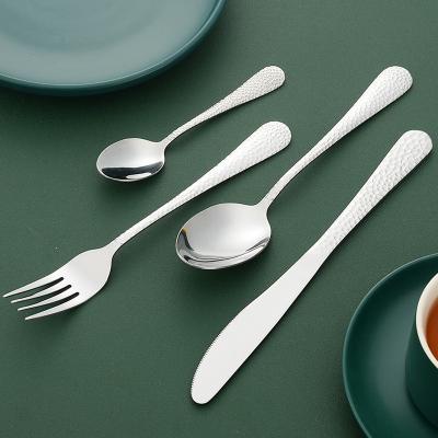 China Viable Colorful Stainless Steel Gold Flatware Metal Knife Fork Spoon 4 Pcs Cutlery Sets for sale