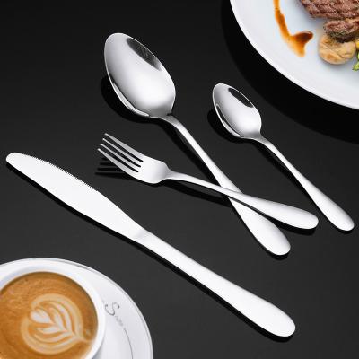 China Viable Bulk Silver Stainless Steel Cutlery Set Polishing Mirror Knife Fork Spoon Flatware Set for sale