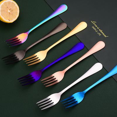 China Hot Selling Sustainable Rose Gold Flatware Amazon Cutlery Gold Plated Fruit Steak Stainless Steel Fork for sale