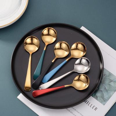 China Viable Spoon Logo Coffee Tea Spoons Round Food Grade 410 Stainless Steel Custom Made for sale