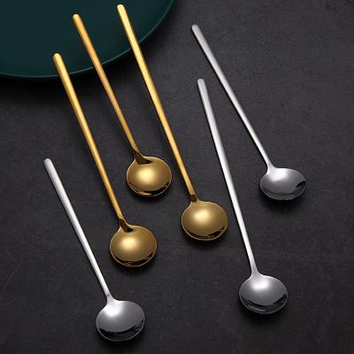 China High Quality Viable Gold Spoon Metal Dessert Spoons Gift Silver 304 Stainless Steel Teaspoon for sale