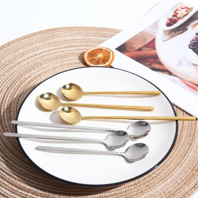 China 13cm 15cm 17cm Sustainable Popular Custom 304 Stainless Steel Dessert Tea Spoon Golden Teaspoon for sale