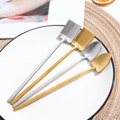 China High Quality Viable Ice Cream Square Scoop 304 Stainless Steel Dessert Coffee Shovel Main Scoop Spoon for sale