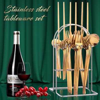 China China Factory Portugal Gold Flatware Sustainable Flatware Set Luxury 24 Pieces Stainless Steel Flatware Sets for sale