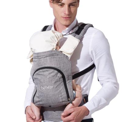 China Polyester OEM Logo Foldable Soft Structure Portable Baby Carrier with Zipper for Summer and Winter for sale