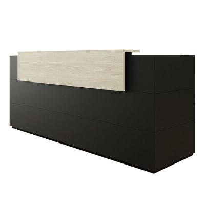 China Durable Black Modern Reception Desk Counter Front Desk Table For Hotel for sale