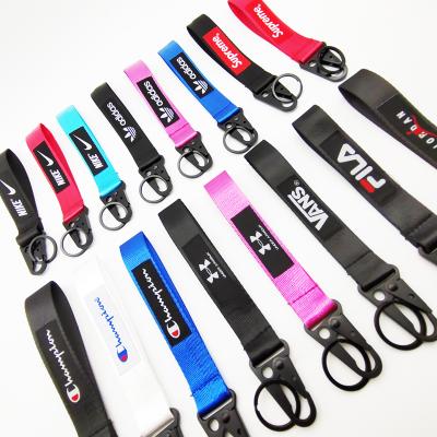 China Olecranon Buckle Lanyard 73 Colors Wristband Keychains Wrist Strap Thickened Nylon Key Chain Holder For Office Car Key for sale