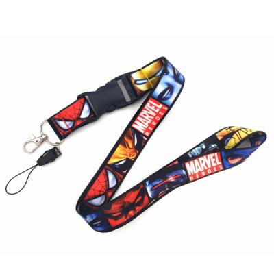 China New Design Marvel Silk Heroes Iron Spider-Man Movie Lanyard Comics Detachable Nylon Strap Phone Card Holder Key Chain Lanyards for sale