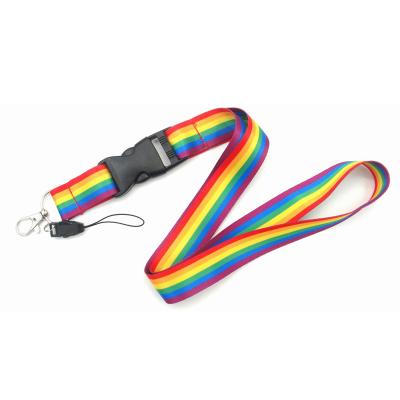 China Colorful Nylon Rainbow Neck Lanyard For Cell Phone Card Holder Accessories Digital Camera Key Chain Lanyards Long Wholesale for sale