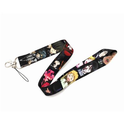 China Wholesale Main Chain Butler Anime Neck Lanyards Factory Sale Cartoon Smartphone Black Silk Digital Camera Holder Card for sale