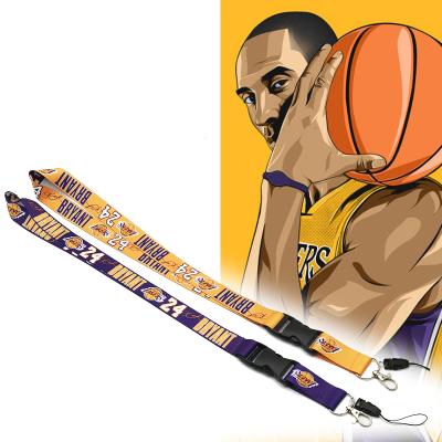 China Basketball Silk Superstar Kobe Lanyard With Key ID Badge Holder Chain For Office Car Key Gifts For Teens Fans 55*2.5cm for sale