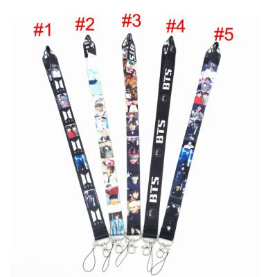 China BTS Lanyard ID Badge Holder Key Chain Bangtan Boys Mobile Phone Keychains Cameras Silk Filter Mount For Student Wholesale for sale