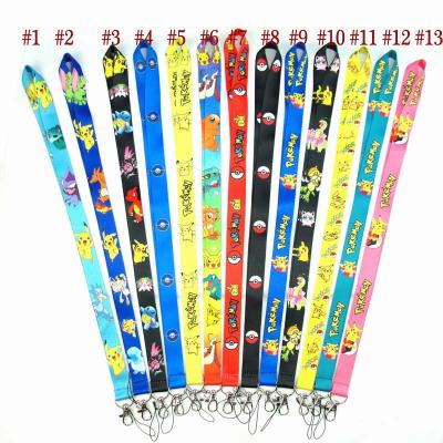 China Hot Polyester Cartoon Character Pika Neck Lanyard Camera Key Chain Anime Push Monday Lanyards For Mobile Phone Card Key Holder Wholesale for sale