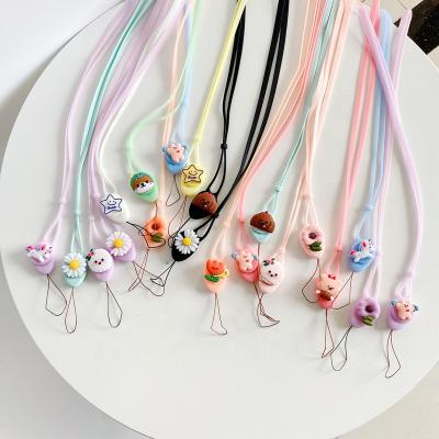 China Lanyard Macaron Color Fast Release Cute Animal Rope Buckle Mobile Phone Waterproof Silicone Flower Lanyards Promotion Gift for sale