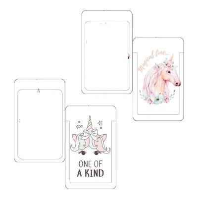 China Fashion Cartoon Unicon ID Card Sliding Cute School Work Holder Design Name Tag Plastic Badges Cover For Girls Women Kids Student for sale