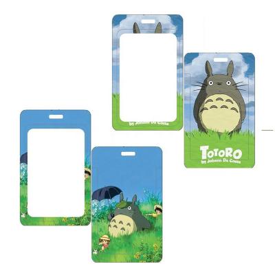 China Fashion Totoro Anime ID Card Cover Badge Holder Sliding Multiple Names Show Work Plastic Name Tag Displays Holders For Kids for sale