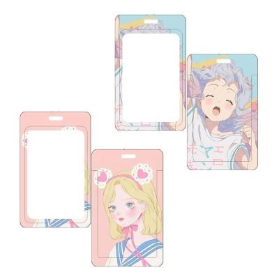 China Cute Fashion Girl Anime ID Card Cover Badge Cartoon Sliding Multiple Hardback Poster Racks Advertising In Rack Styles Exhibition Work Name Tag Public Transportation for children for sale