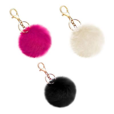 China Multicolor Ball Pom Keychain Artificial Cheap Rabbit Plush Fur Ball Plush Toy Tail Mini 8 cm Ring Cloths Phone Camera Jeans Bag Key Accessories for sale