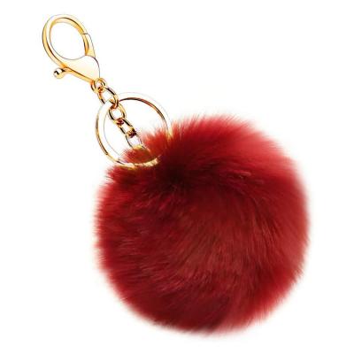 China Rubber Furry Imitation Rex Rabbit Fur Ornament Pom Pom Ball Car Ornament Plush Bag Pendant 8CM Keychain Creative Key Accessories for sale