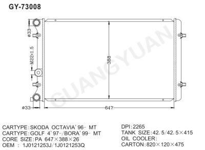 China Volkswange Aluminum Truck Radiators For SKODA OCTAVIA 16 / 26 Mm Core Thickness for sale