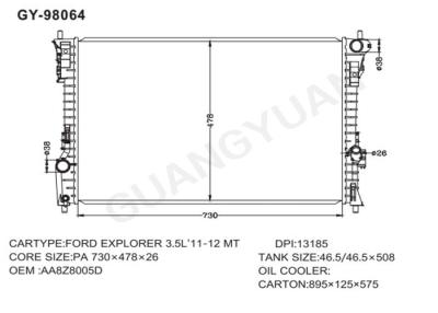 China Reemplazo del radiador del explorador de DPI 13185 Ford, radiador de aluminio de soldadura en venta