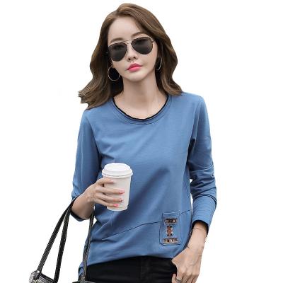 China Anti-Wrinkle Custom Cotton Long Sleeve Graphic 100% Oversized T-Shirt Women for sale