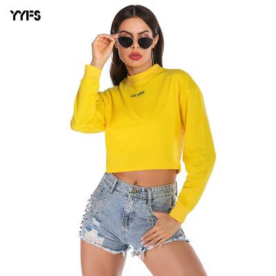 China Viable Autumn European Short Base Neck Loose Round Sweater And American Solid Color Navel Long Sleeve For Women for sale