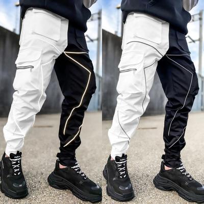 China Wholesale Mens Nylon Cargo Pants Anti Static Hidden Drawstring Elastic Waist Zipper Slaps Side Pockets Mens Patch Cargo Jogger Pants for sale