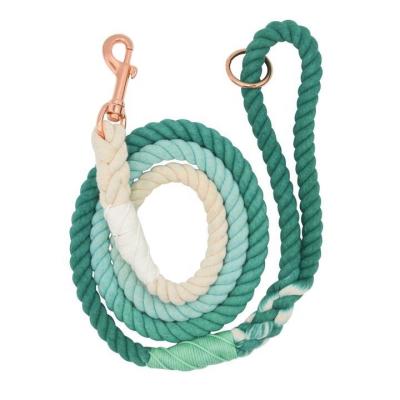 China 2022 New Personalized Wholesale Custom Dog Leash Gradient Color Hand-Dyed Woven Cotton Rope Dog Leash for sale