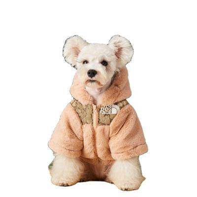 China New Winter 2021 Pet Fur Coat Sustainable Luxury Teddy Thickness Warm Clothes Dog Clothes Dog Fashion Clothes for sale