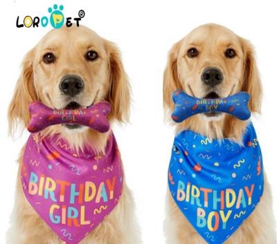 China Wholesale Viable Toy Set Pet Dog Custom Factory Birthday Bandana and Bone Chew Printed Dog Bandanas for sale