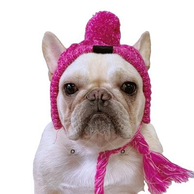 China New Design Pet Viable Accessories Dog Cat Hat Winter Keep Warm Yarn Dog Wool Hat for sale