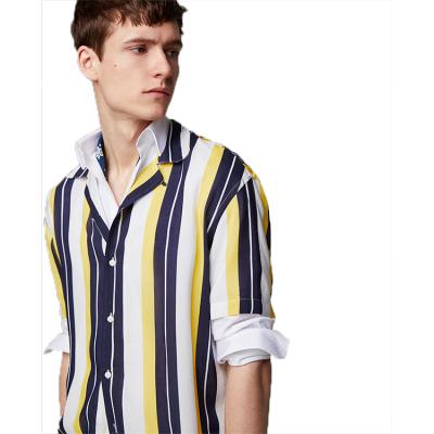 China OEM viable mens tops fashion wide stripes guayabera shirts for men for sale