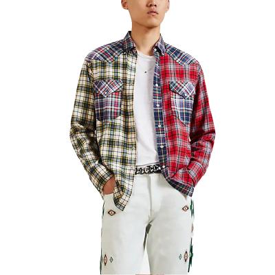 China 2019 Latest Design Men's Viable Service OEM Color Collision Plaid Cotton Casual Flannel Shirt New Latest for sale