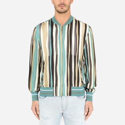 China Wholesale Customized Sleeve Customized 100% Multicolor Striped Jacket Plus Size OEM New Cotton Design Long Bomber Jacket for sale