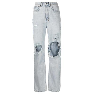 China OEM 2021 New Fashion Women's Jeans Custom High Waist Plus Size Ripped Jeans for sale