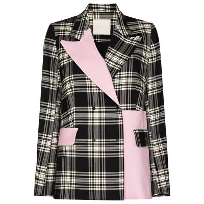 China OEM Blazers Ladies Women Anti Shrink Check Blazer for sale