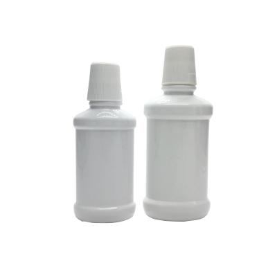 China 150ml 250ml 350ml Pharmaceutical Hot Selling PET Mouthwash Flat Plastic Bottle With Plastic Cap for sale