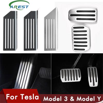 China Carest Model3 Car Foot Pedal Pads Covers For Tesla Model 3 Y Accessories Aluminum Alloy Accelerator Brake Seat Three Pedal Tesla Model 3 Tesla Model 3 for sale