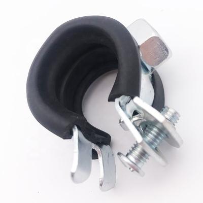 China Heating System New Arrival Hot Selling Quick Pipe Clamp With M8 Weld Carbon Steel Pipe Clip Rubber Adjustable Single Clamp Pipe Clamp for sale