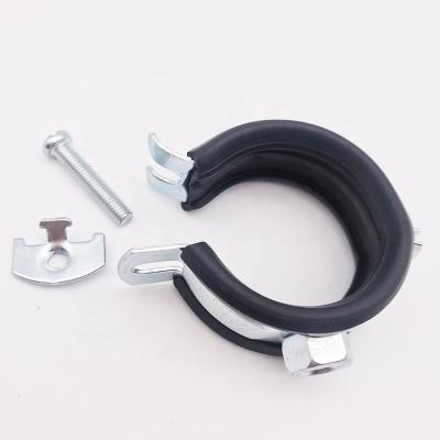 China Heating System Single Quick Pipe Clamp With Welding M8 Carbon Steel Pipe Double Pipe Clip Rubber Adjustable Clamp for sale