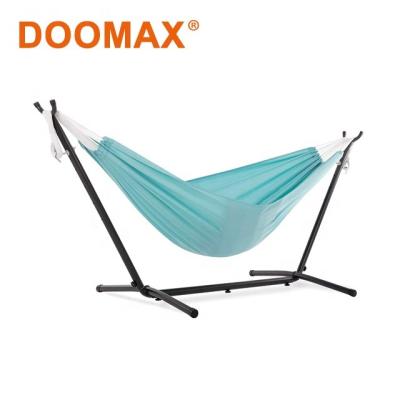 China Durable Double Hammock Hanging Swing Chair With Space Saving Steel Stand for sale