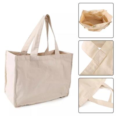 China Wholesale Recyclable Handle Canvas Bag Custom Print Promotional 100% Cotton Canvas Tote Bag for sale