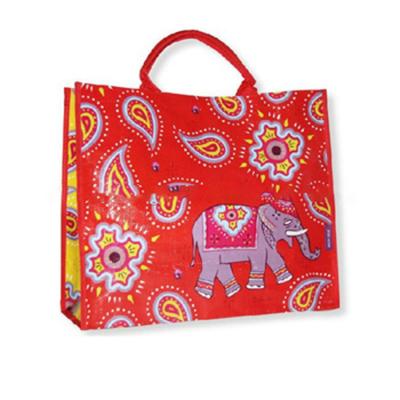 China Wholesale Red Customized PP Woven Bag Handled Large Capacity Laminated Woven Tote Bag for sale